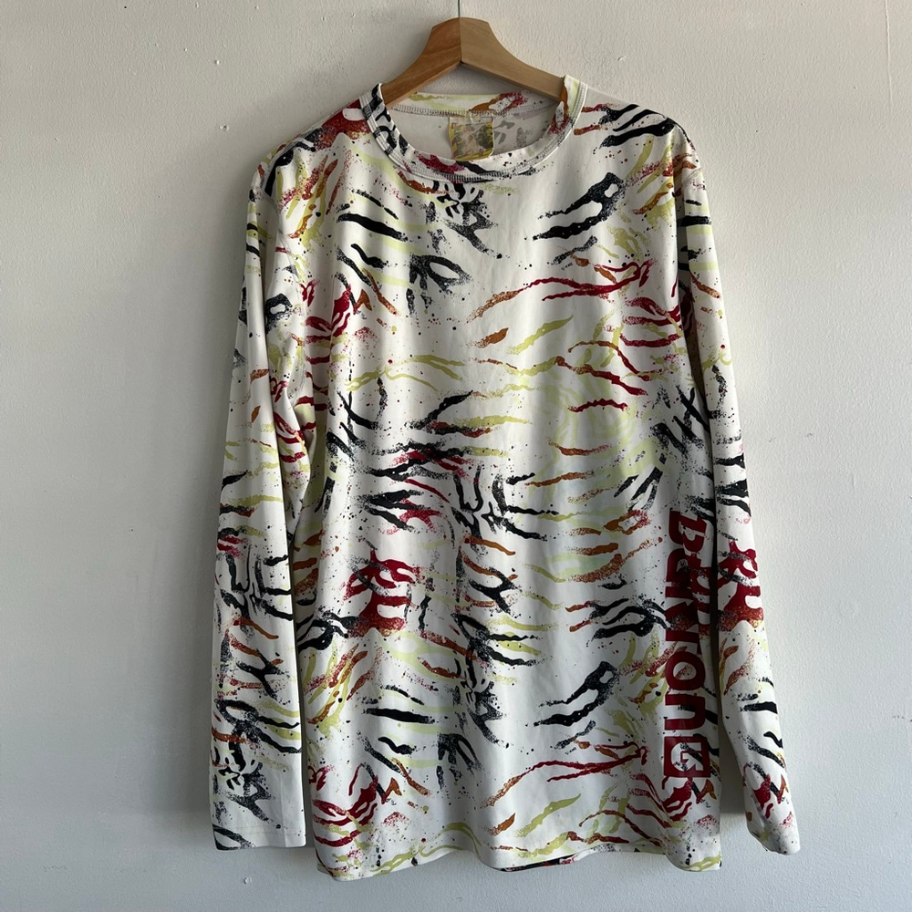 Burton Men’s Long Sleeve Tee L White Multi-color Abstract Print